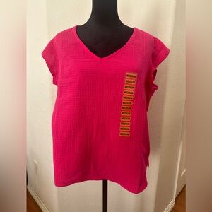 Three Dots Short Sleeve‎ V-Neck Cotton Gauze
Periwinkle Sz Medium New